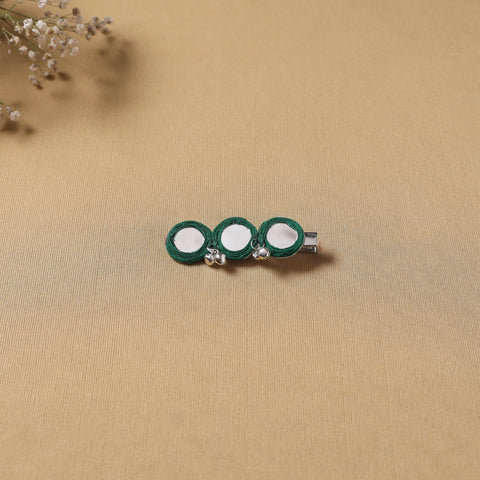 Handmade thread mirror work hair clip 02 - handcrafted