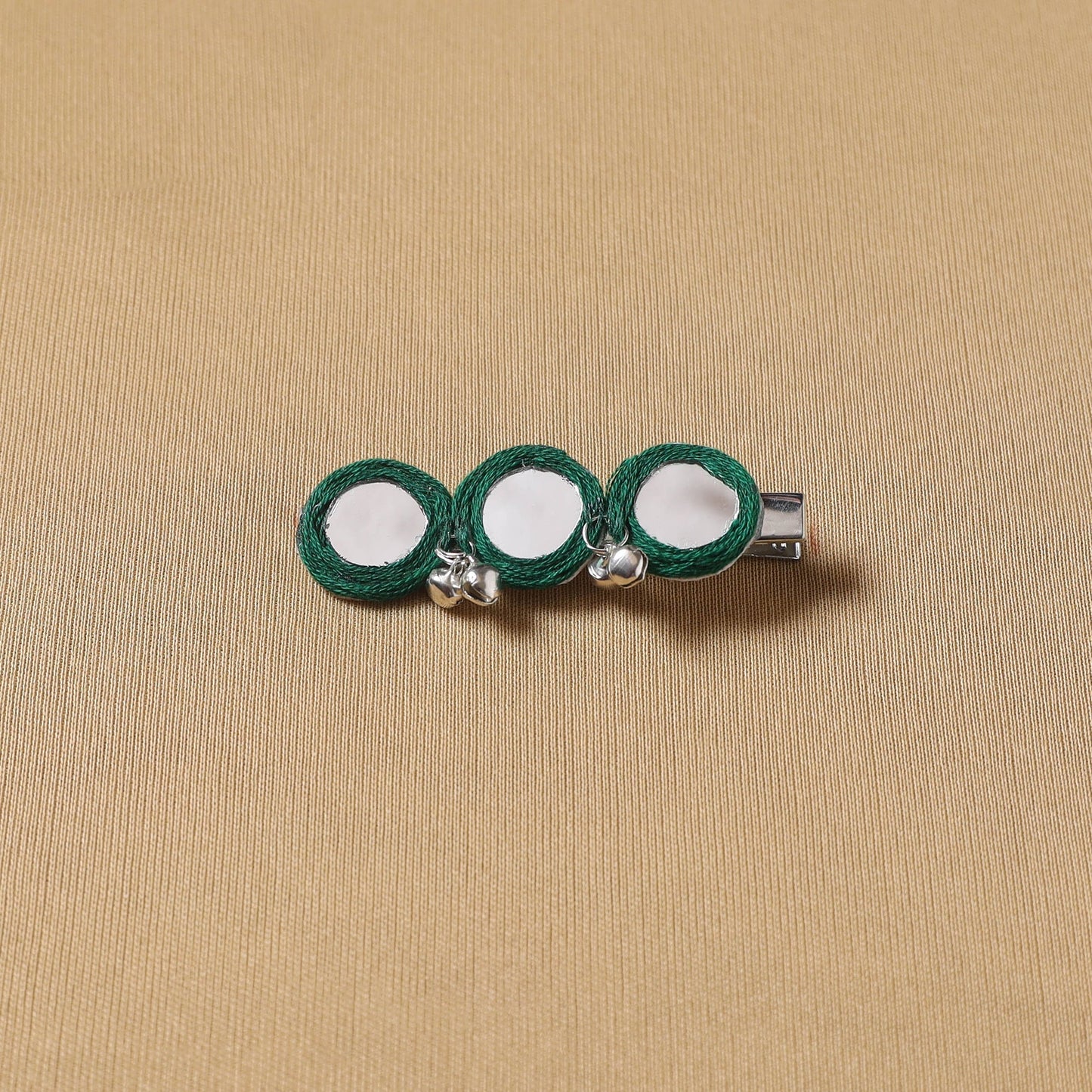 Handmade thread mirror work hair clip 02 - handcrafted