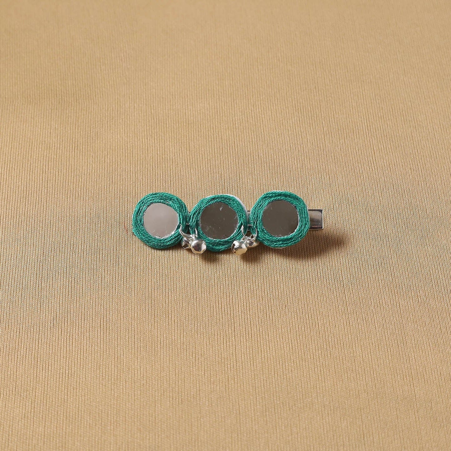 Handmade thread mirror work hair clip 13 - handcrafted