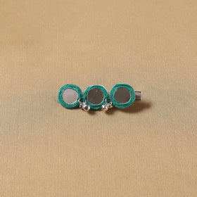 Handmade thread mirror work hair clip 13 - handcrafted