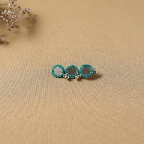 Handmade thread mirror work hair clip 13 - handcrafted