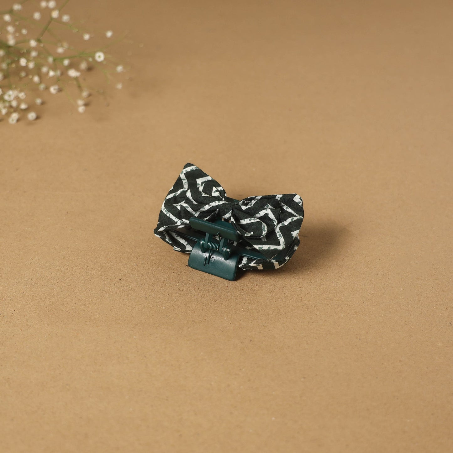 Green - handmade women’s bow hair claw clip 20 - handcrafted