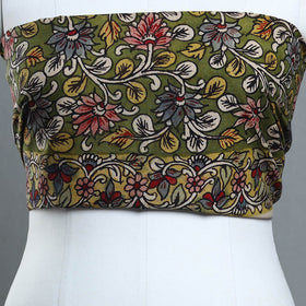 Buy Green Handpainted Cotton Kalamkari Blouse Piece