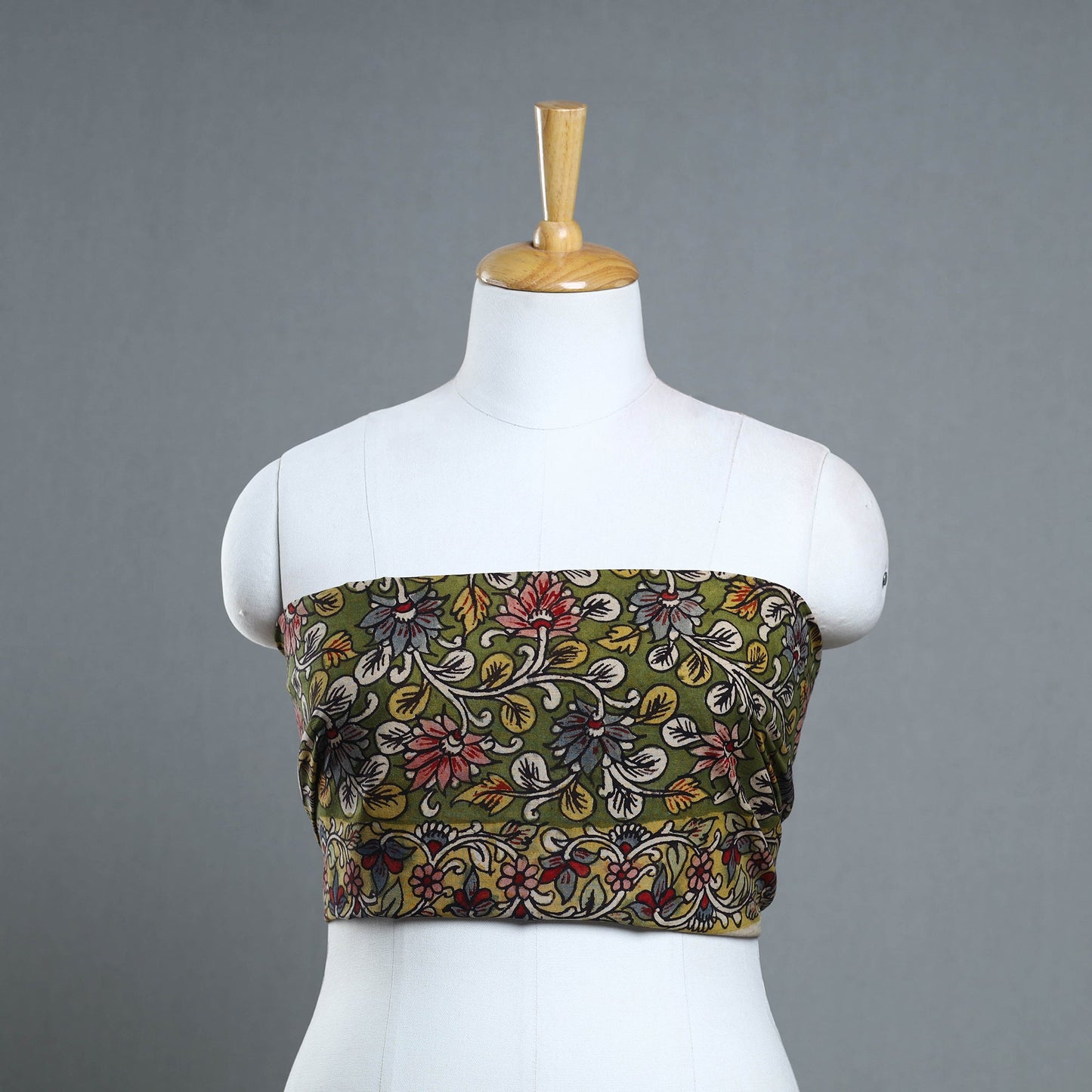 Buy Green Handpainted Cotton Kalamkari Blouse Piece