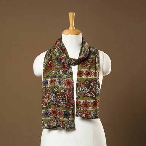  Green Handpainted Cotton Kalamkari Stole Online