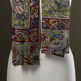 Green Handpainted Cotton Kalamkari Stole