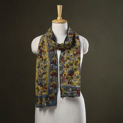 Green Handpainted Cotton Kalamkari Stole