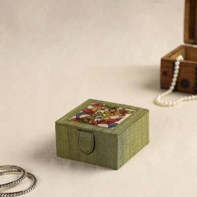 Green Kalamkari Ghicha Silk Handpainted Natural Dyed Bangle Box