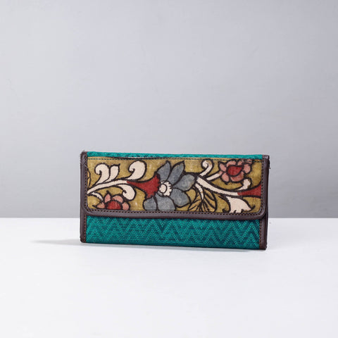 Green Handpainted Kalamkari Natural Dyed Cotton Clutch