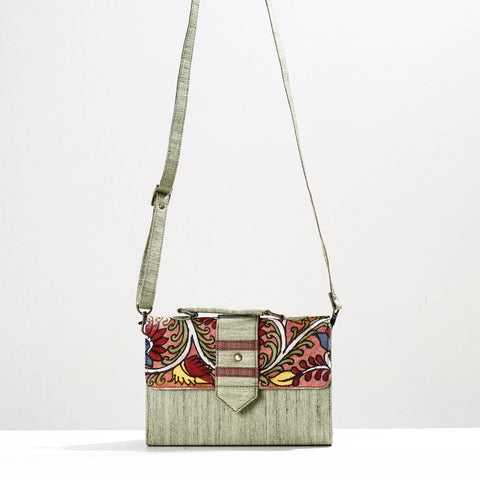  Handpainted Kalamkari Natural Dyed Ghicha Silk Sling Bag Online at iTokri.com