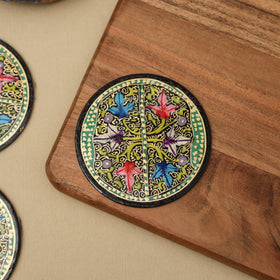 Green - handpainted paper mache coaster with box (set of 6)