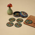 Green - handpainted paper mache coaster with box (set of 6)