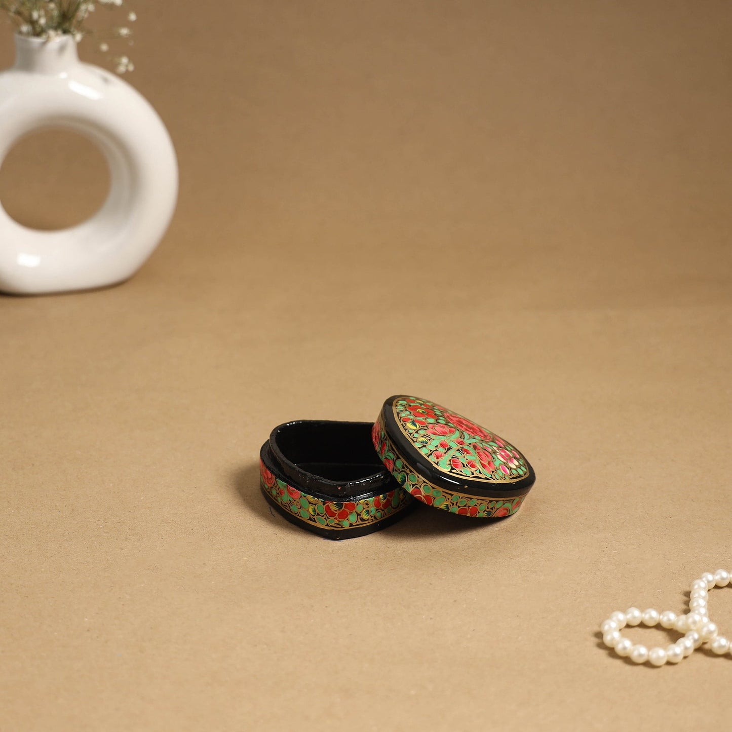 Green - handpainted paper mache multipurpose box 15