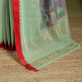 Green - handspun handloom buta fine cotton jamdani saree 44