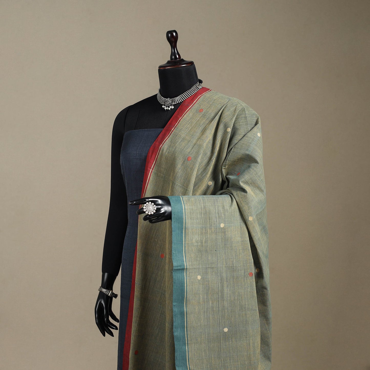 Peach - handspun handloom buti natural dyed cotton