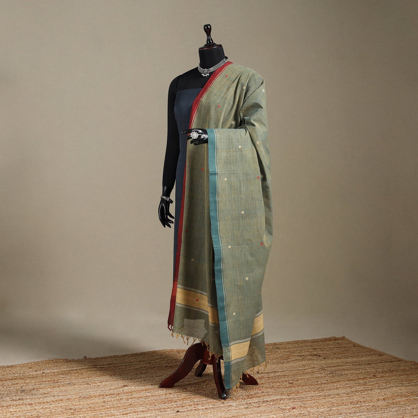 Peach - handspun handloom buti natural dyed cotton