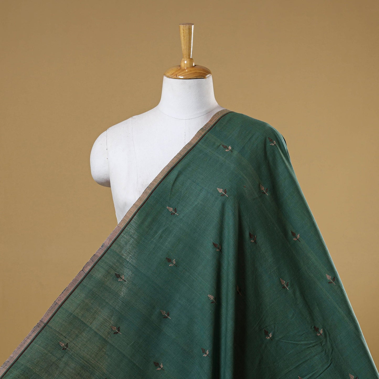 Green - handspun handloom natural dyed cotton buti