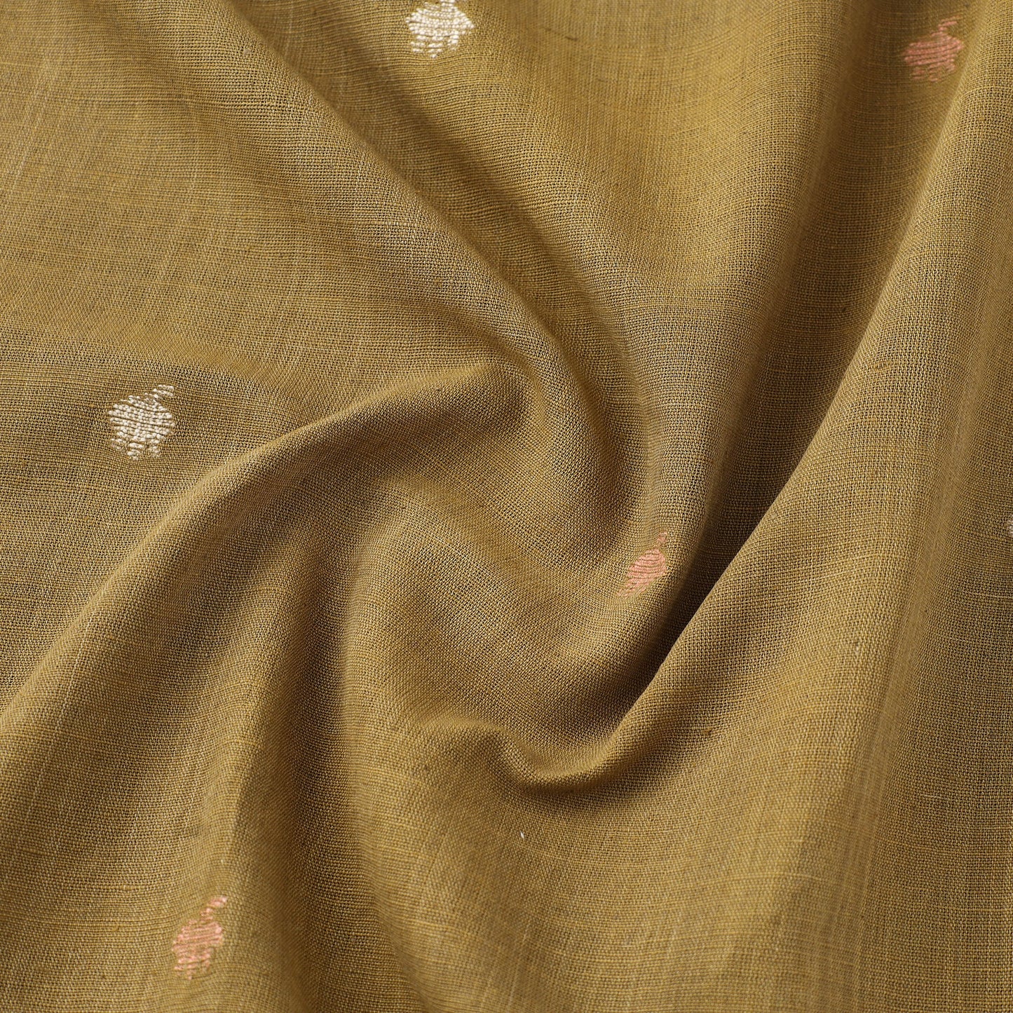 Green Handspun Handloom Natural Dyed Cotton Jamdani Fabric