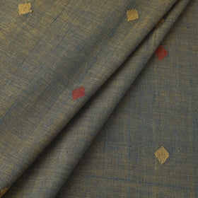 Blue - Handspun Handloom Natural Dyed Cotton Jamdani Fabric 25