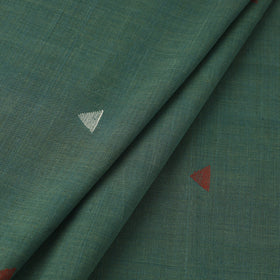 Green Handspun Handloom Natural Dyed Cotton Jamdani Fabric