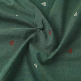 Green Handspun Handloom Natural Dyed Cotton Jamdani Fabric