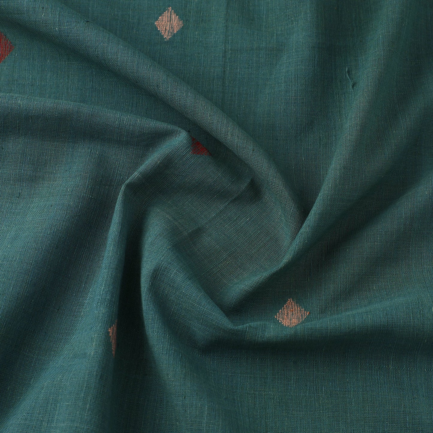 Green Handspun Handloom Natural Dyed Cotton Jamdani Fabric