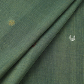 Green Handspun Handloom Natural Dyed Cotton Jamdani Fabric