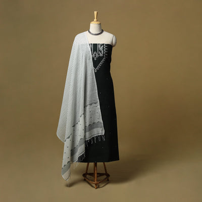 Handspun handloom phulia jamdani fine cotton 2pc unstitched