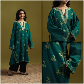 Handwoven aari hand embroidered kashmiri merino wool pheran