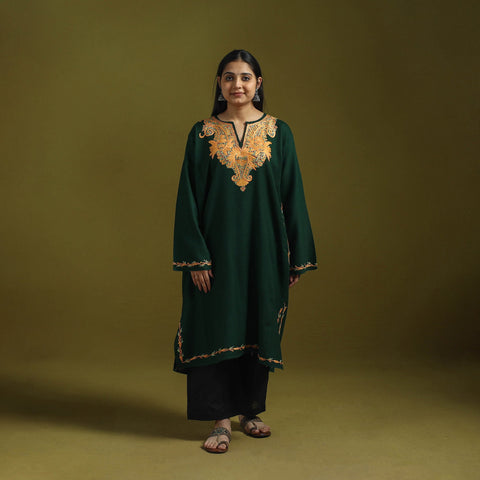 Handwoven aari hand embroidered kashmiri pure wool pheran