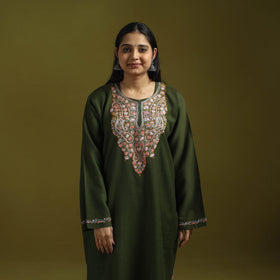 Handwoven aari hand embroidered kashmiri pure wool pheran