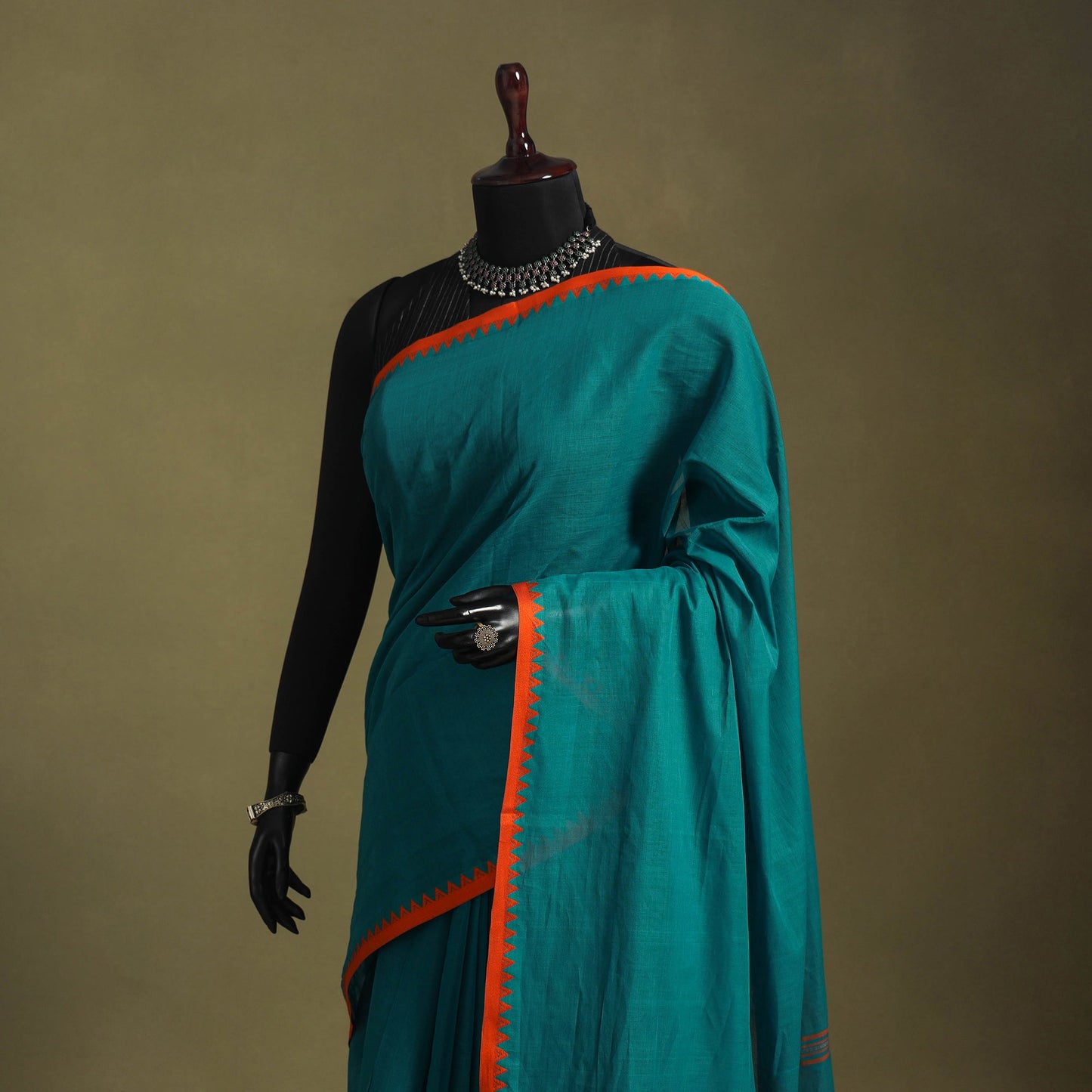 Green - handwoven cotton begumpuri saree 24 - handcrafted