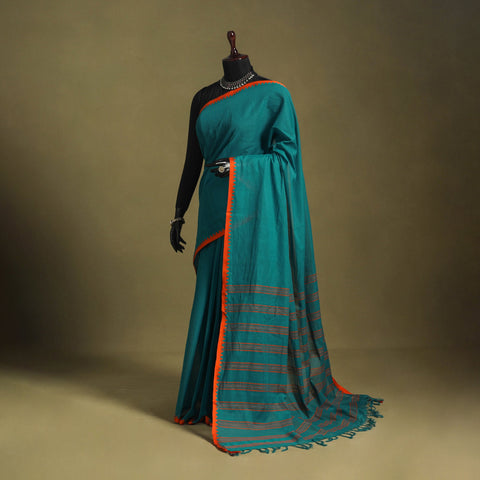 Green - handwoven cotton begumpuri saree 24 - handcrafted