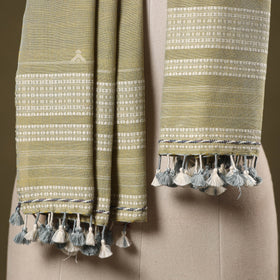Green - handwoven fine cotton kutch bhujodi stole 01