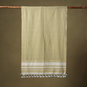 Green - handwoven fine cotton kutch bhujodi stole 01