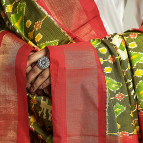  Handwoven Pochampally Ikat Pure Mulberry Silk Dupatta with Zari Border 