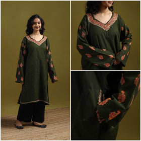 Handwoven sozni hand embroidered kashmiri merino wool