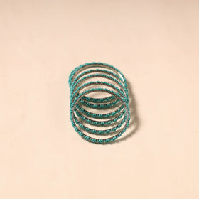 Green - hapur flower beadwork bangles by aagaz (set of 6)