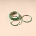 Green - hapur flower beadwork bangles by aagaz (set of 6)