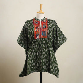 Ikat Cotton Kaftan with Desert Thread Embroidery (Short)