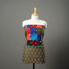 Green - ikat cotton unstitched kurta material