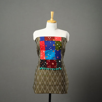 Green - ikat cotton unstitched kurta material