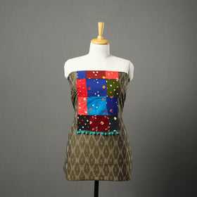 Green - ikat cotton unstitched kurta material