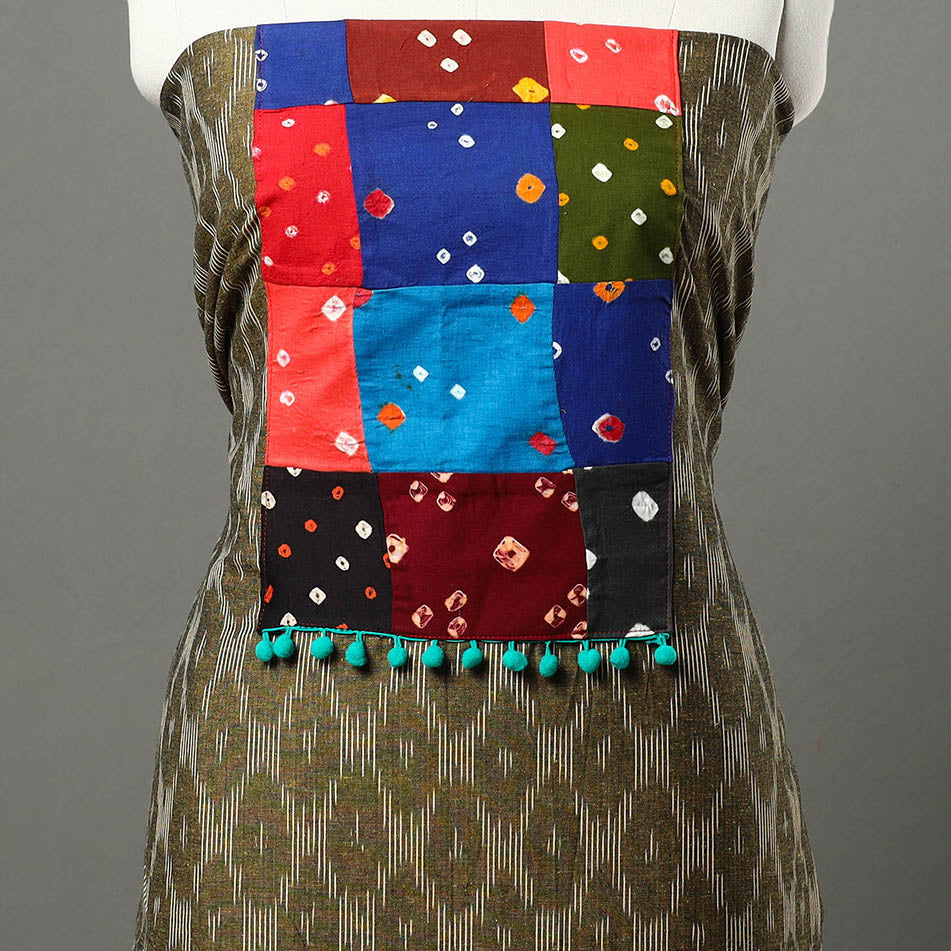 Green - ikat cotton unstitched kurta material