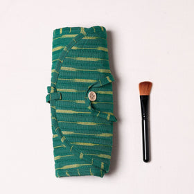  Ikat Fabric Multipurpose Segmented Make-up Brush Wrap Pouch/Case 