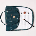  Ikat Fabric Multipurpose Segmented Make-up Brush Wrap Pouch/Case 