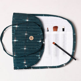  Ikat Fabric Multipurpose Segmented Make-up Brush Wrap Pouch/Case 