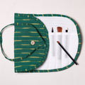  Ikat Fabric Multipurpose Segmented Make-up Brush Wrap Pouch/Case 