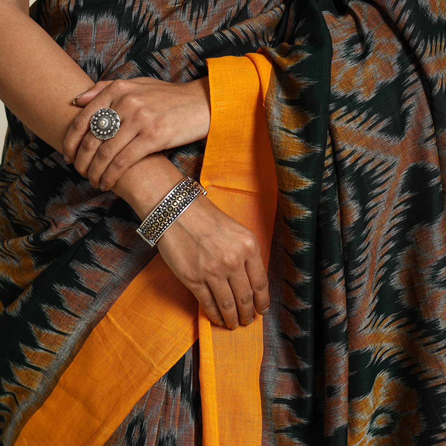 Buy Green Ikat Handloom Cotton Sambalpuri Saree