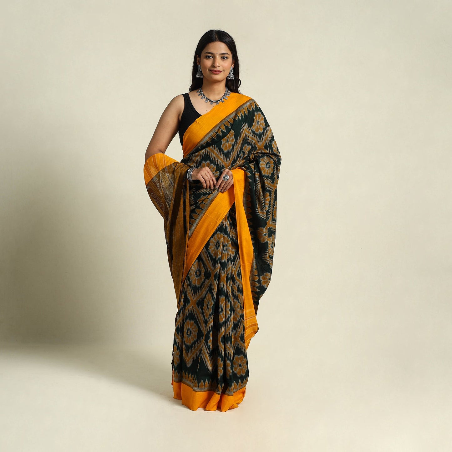 Buy Green Ikat Handloom Cotton Sambalpuri Saree